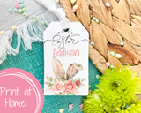 Floral Bunny Ear Easter Basket Gift Tag