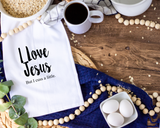 I love Jesus but I cuss a little Tea Towel